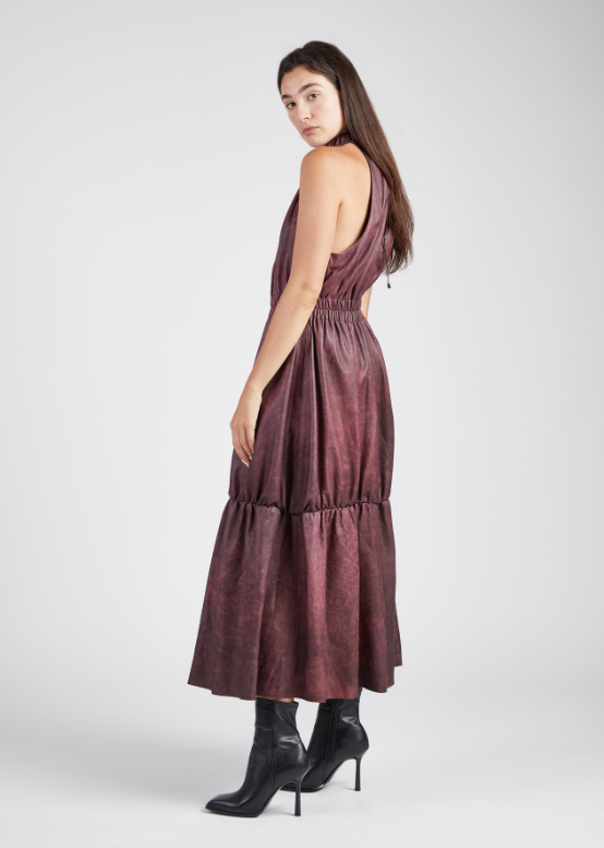 Distressed Leather Maxi Dress L Distressed Leather Maxi Dress L