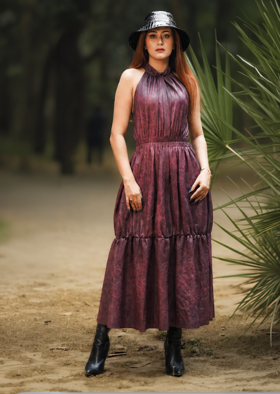 Distressed Leather Maxi Dress