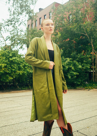 Pea Green Leather Duster