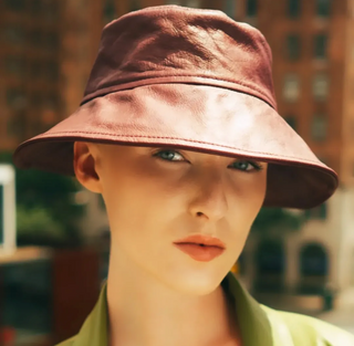 Maroon Leather Bucket Hat