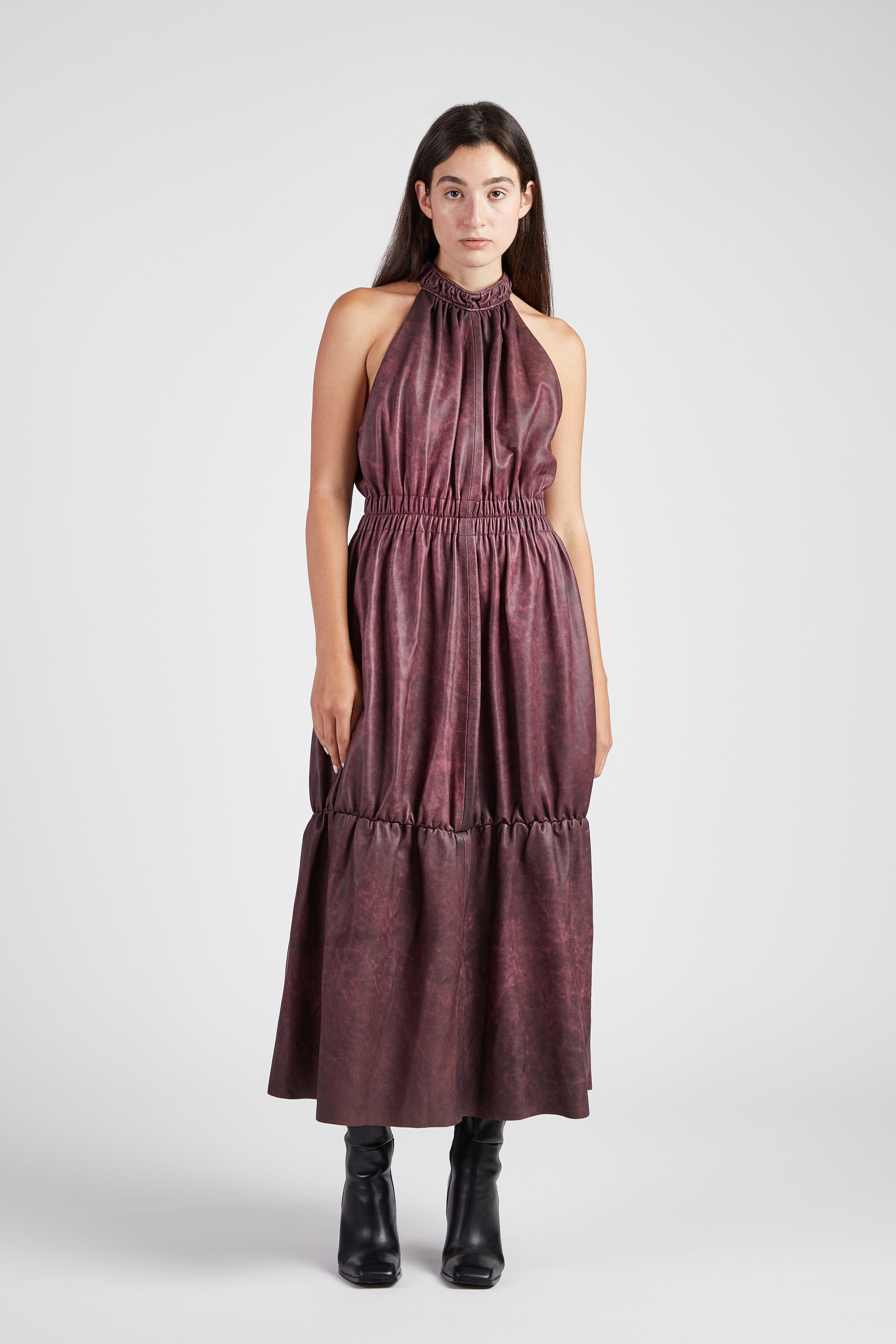 Distressed Leather Maxi Dress S Distressed Leather Maxi Dress S