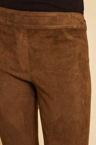Olive Stretch Suede Leggings